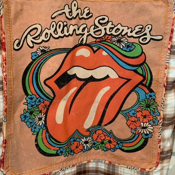 Women’s Custom Rolling Stones Plaid Flannel Hoodie Band Shirt Sz S - Picture 4 of 7